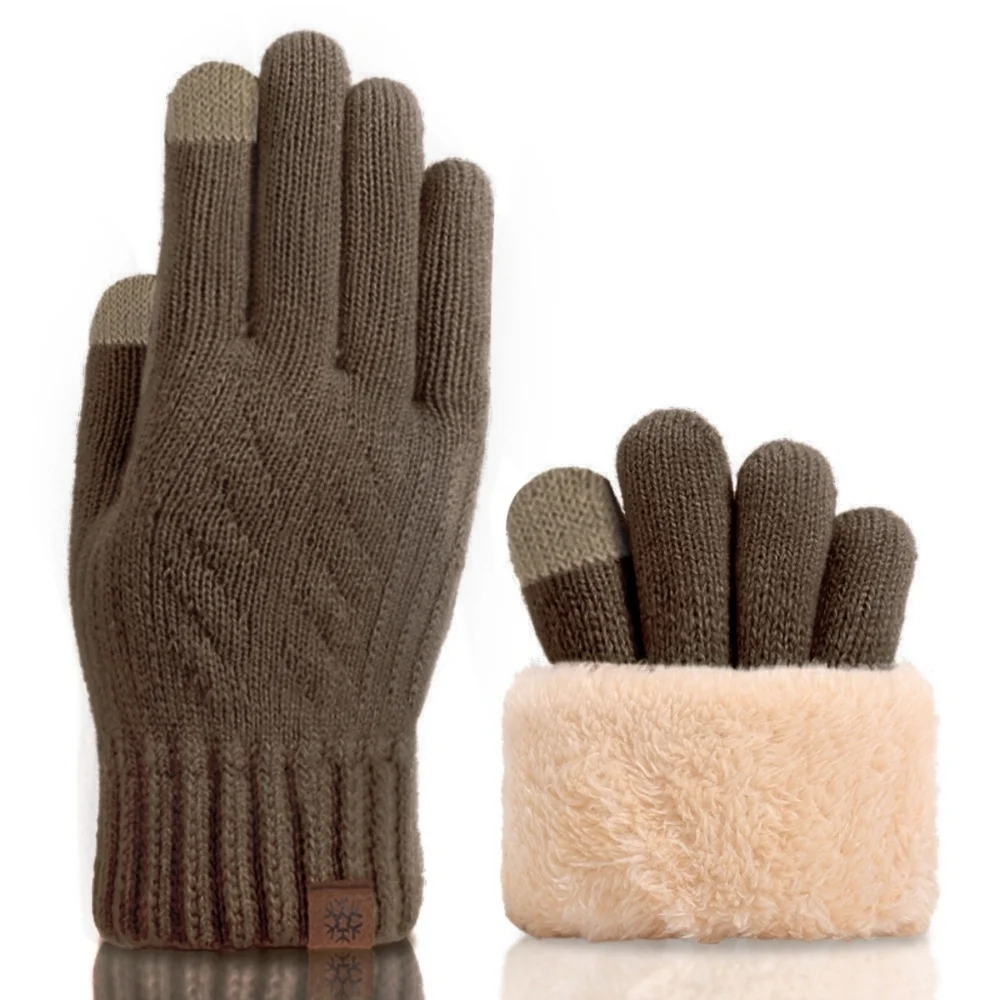 Insulated Touchscreen Plush Sherpa Lined Knit Gloves Winter Outdoor Men Women